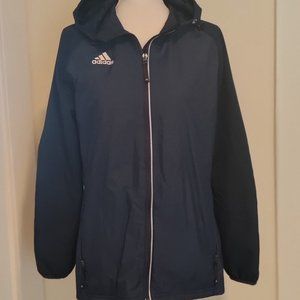 Adidas Hooded Nylon Bluenavy Zip Front 